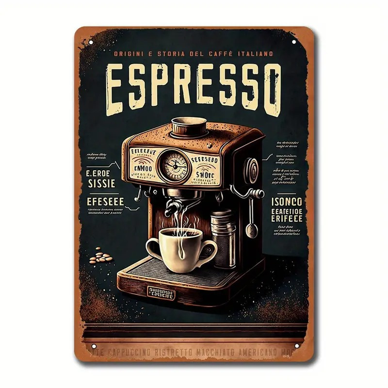 Vintage Coffee Equipment - 레트로 메탈 사인 - 