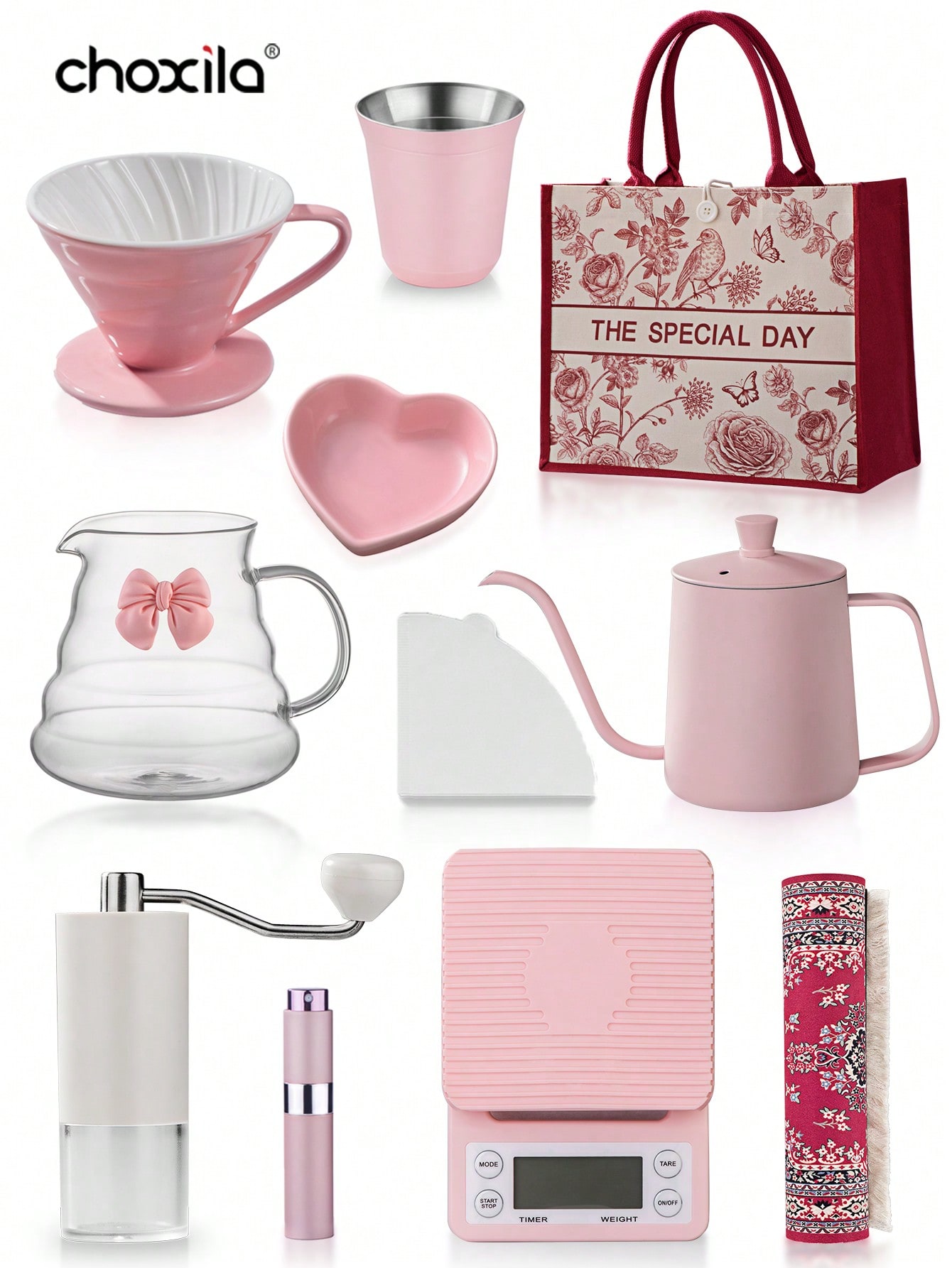 Coffee Equipment Kit - 핑크 푸어 오버 커피 세트 1세트,