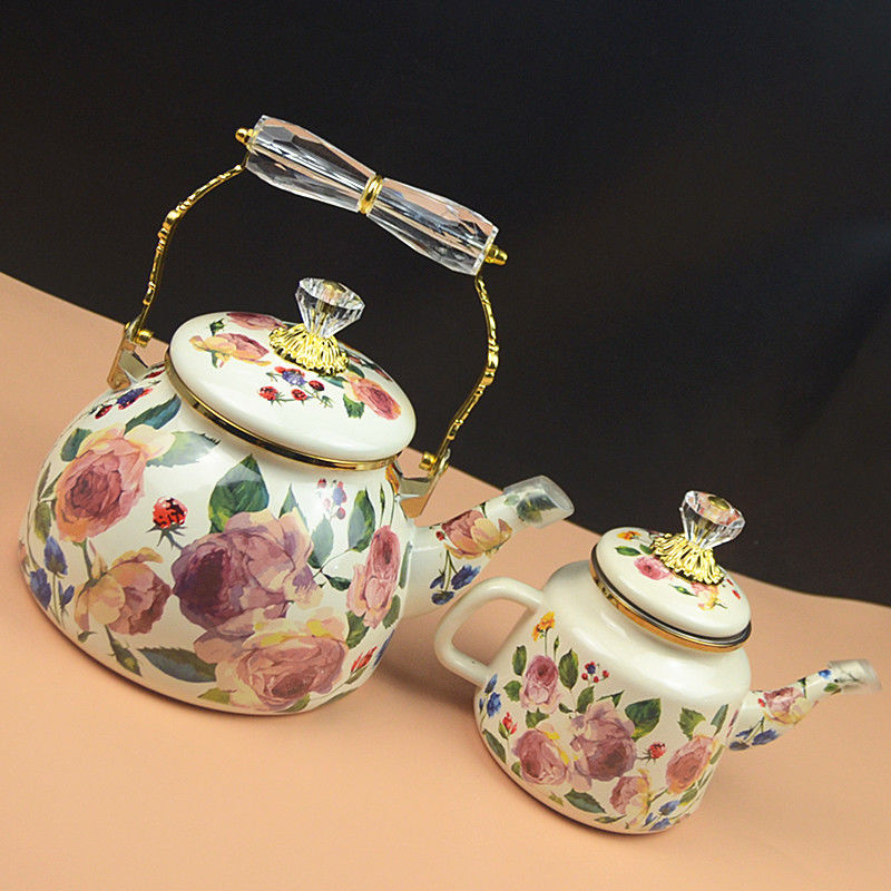 빈티지 유화 장미 에나멜 주전자, 가정용 주방 티팟,  - Vintage Coffee Equipment 리뷰 및 가격