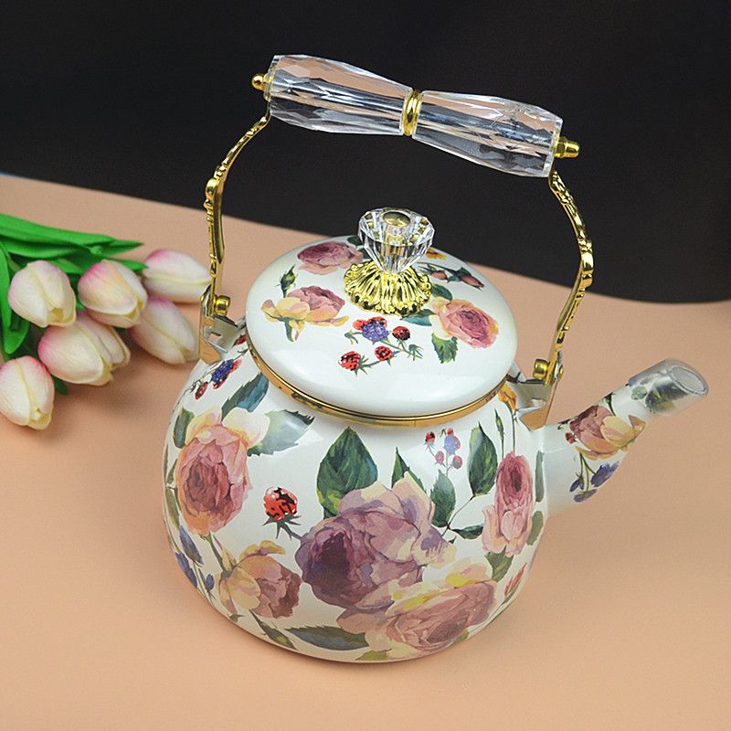 빈티지 유화 장미 에나멜 주전자, 가정용 주방 티팟,  - Vintage Coffee Equipment 리뷰 및 가격