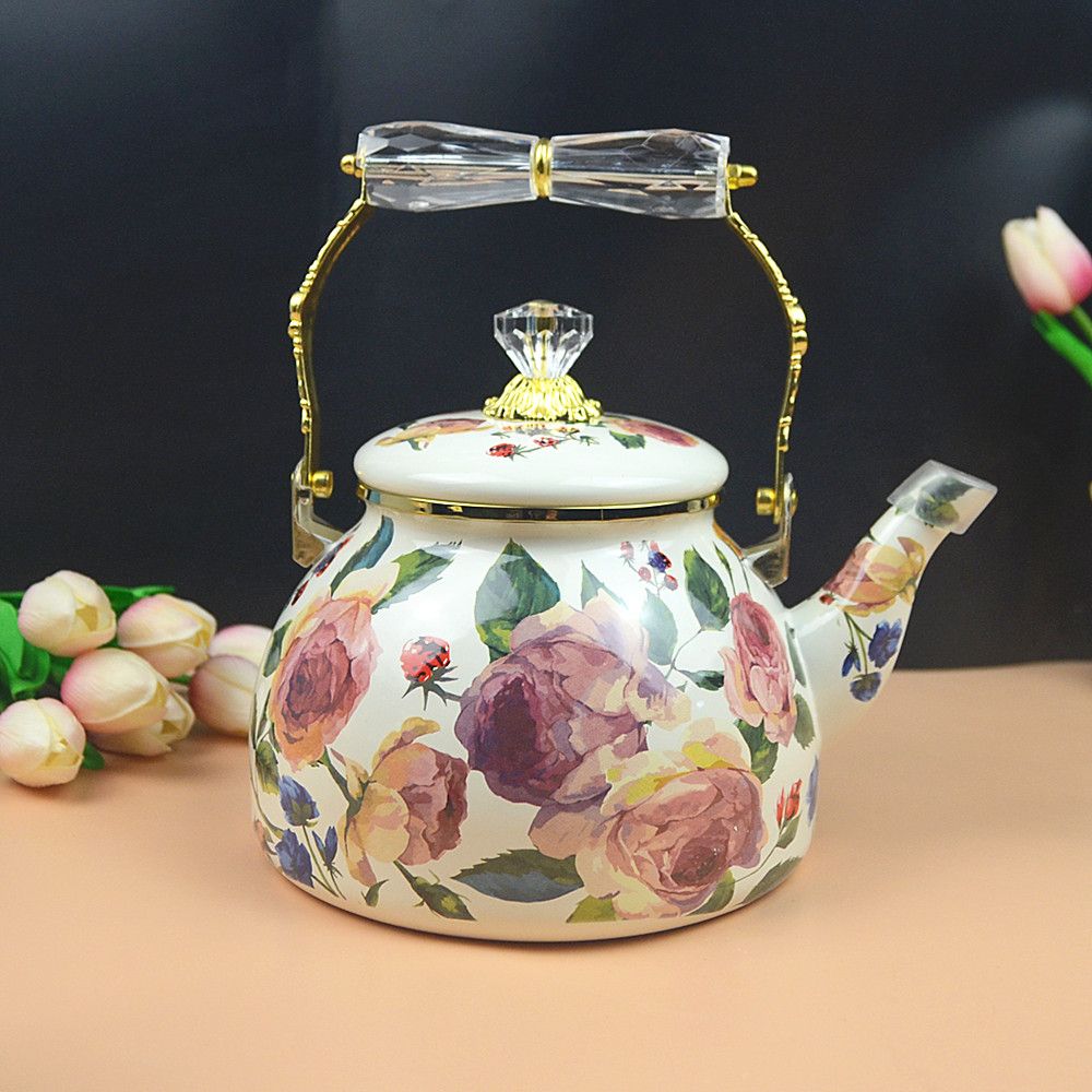 빈티지 유화 장미 에나멜 주전자, 가정용 주방 티팟,  - Vintage Coffee Equipment 리뷰 및 가격