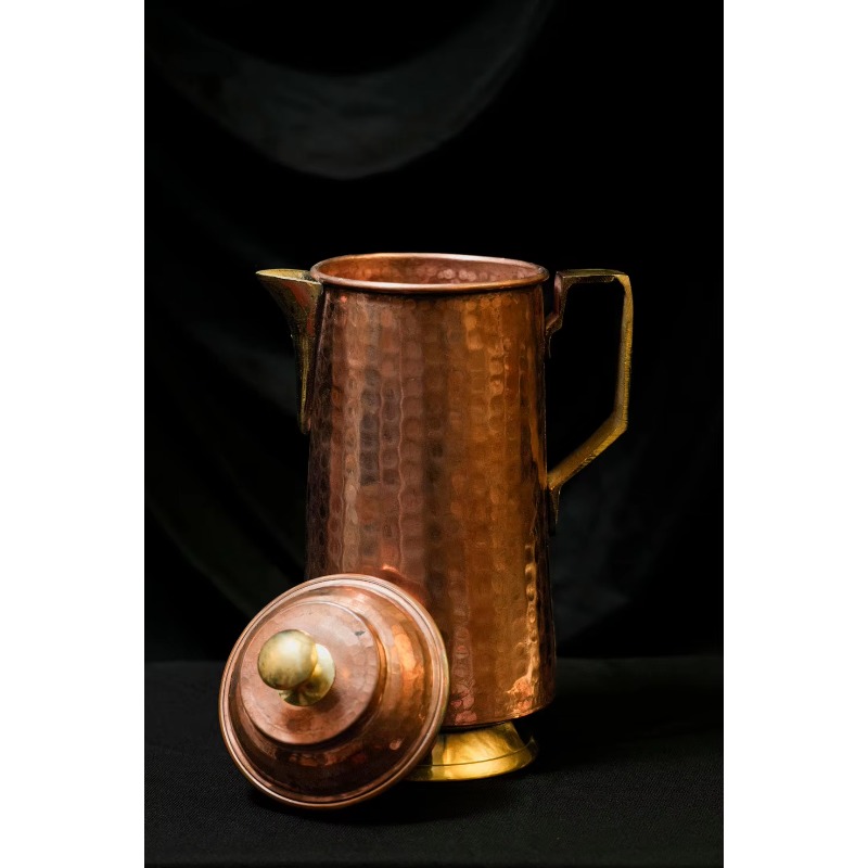 빈티지 브라운 광택 구리 피처 1.5L, 뚜껑과 손잡이 - Vintage Coffee Equipment 리뷰 및 가격