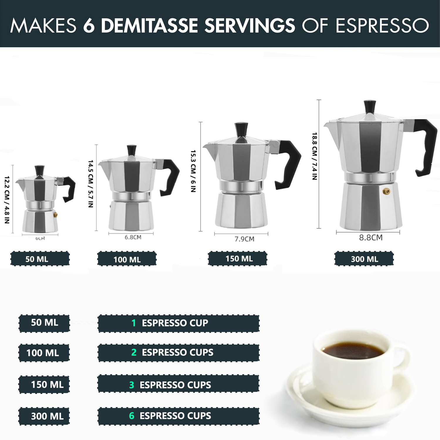 클래식 알루미늄 모카포트 50-300ML 가정용 스토브 - Coffee Equipment Tools 리뷰 및 가격