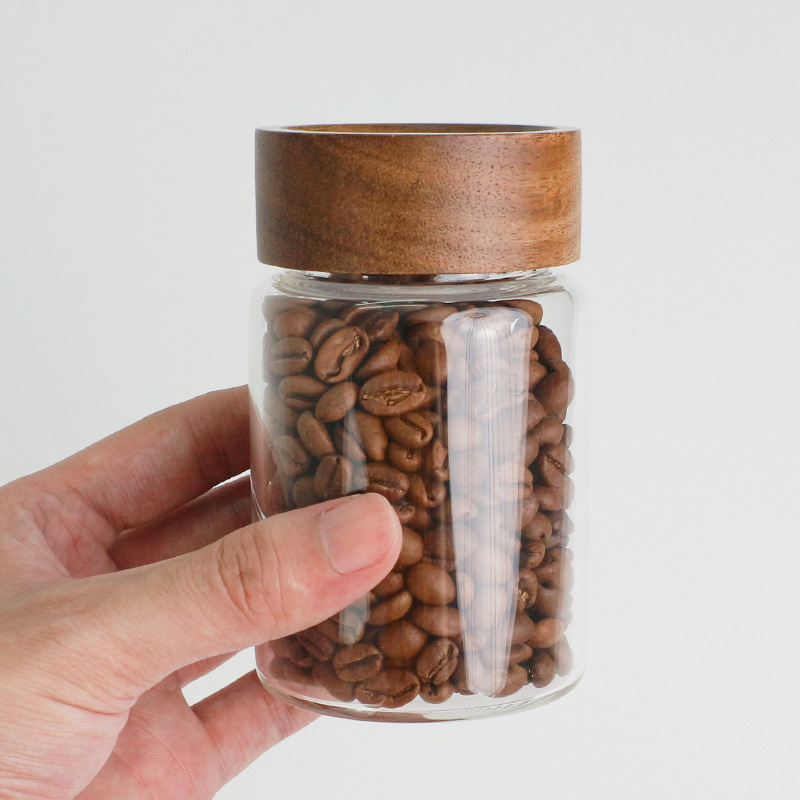 유리관 커피콩 보관 용기 나무 뚜껑이 있는 밀폐형 캐니 - Coffee Equipment Tools 리뷰 및 가격